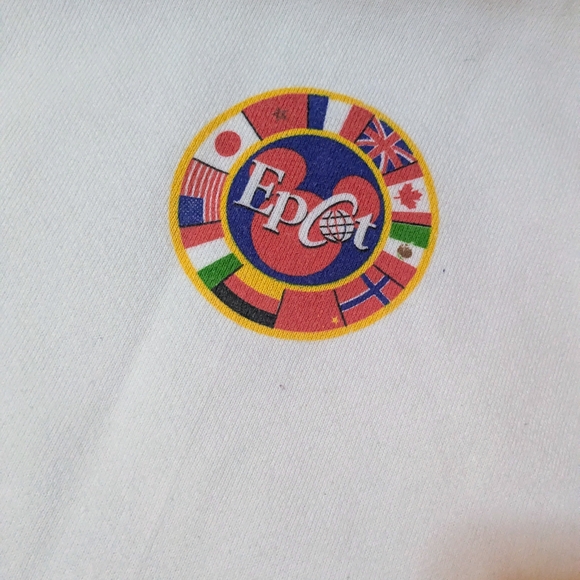 Vintage Epcot Center Walt Disney World Sweatshirt, White Unisex Large Retro 80's - Picture 8 of 9